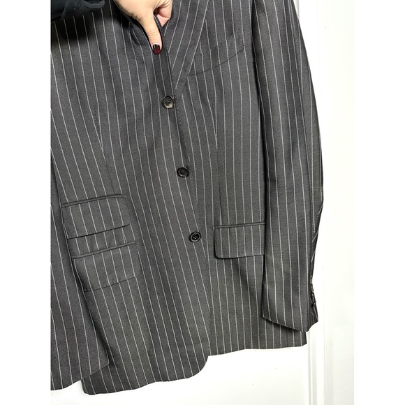 Tom Ford Charcoal Gray Pinstripe 52R Double Breasted Silk Wool Blazer 21BL4B - Picture 7 of 16